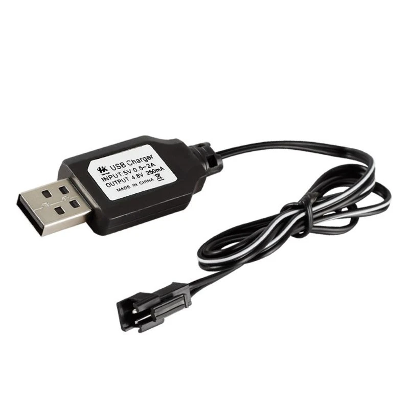 USB Charging Cable 4.8V SM 2P Plug for Ni-cd Battery RC Cars Vehicles