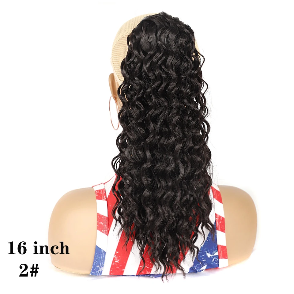 22Inch Ponytail Extension Long Curly Wavy Drawstring Pony Tail for Women Synthetic Heat Resistant Hairpiece for Daily Use party