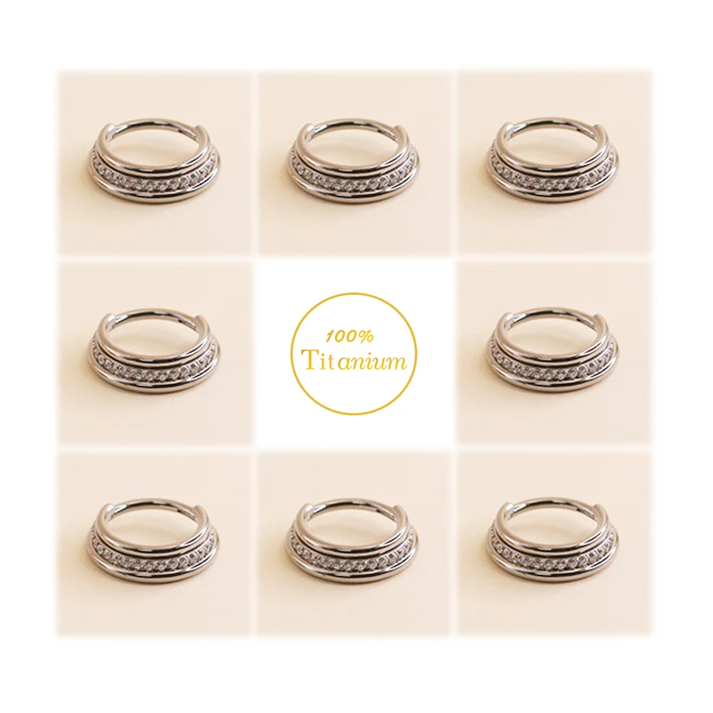 Tragus Piercing Earrings G23 Titanium Septum Piercing Nose Rings Zircon Series Clicker Hoop Cartilage Ear Piercing Body Jewelry