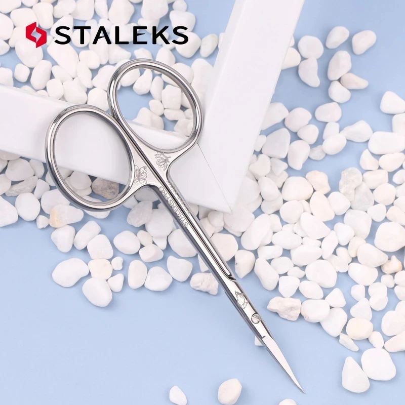 1pc STALEKS SX-21/1m Manicure Dead Skin Scissors Russian Style Olecranon Eyebrow Scissor Magnolia Pattern Exfoliating Nail Tool 4