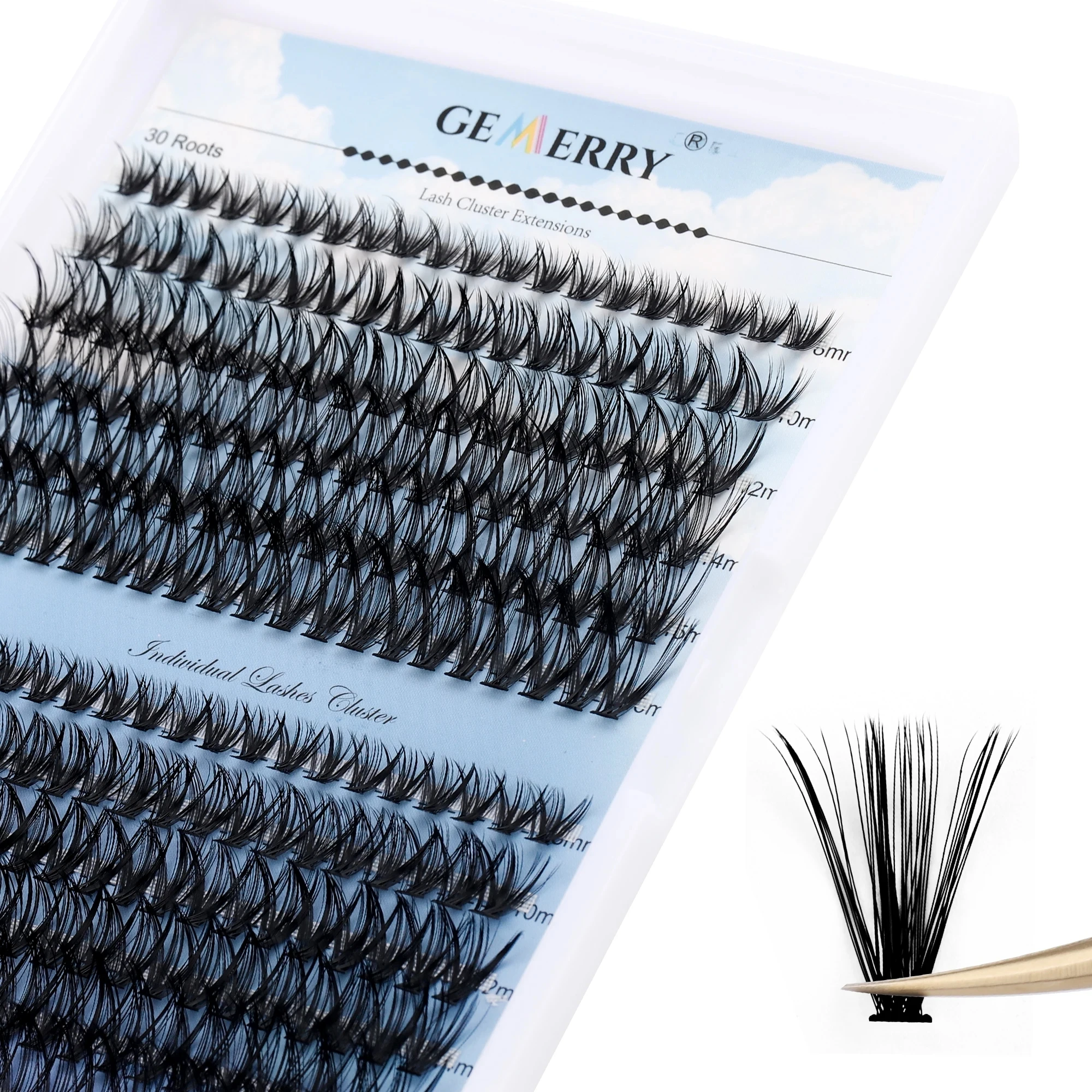 

Gemerry 240 Cluster DIY Eyelashes 10D/20D 30D/40D Premade Volume Fan Lash Extension Individual Faux Mink Heat Bonded Lashes Soft