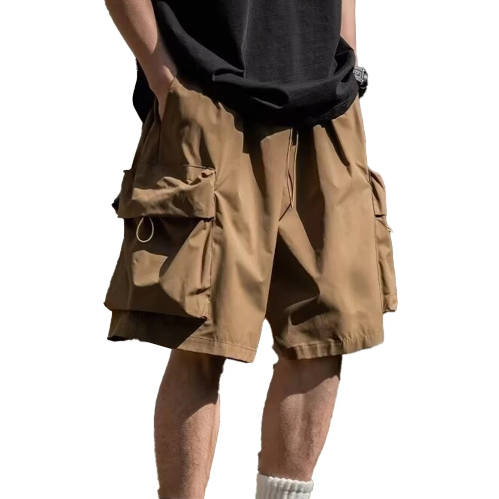Men Wide-leg Shorts Men\\\'s Quick-drying Beach Shorts With Elastic Drawstring Waistband Pockets Summer Wide Leg Shorts