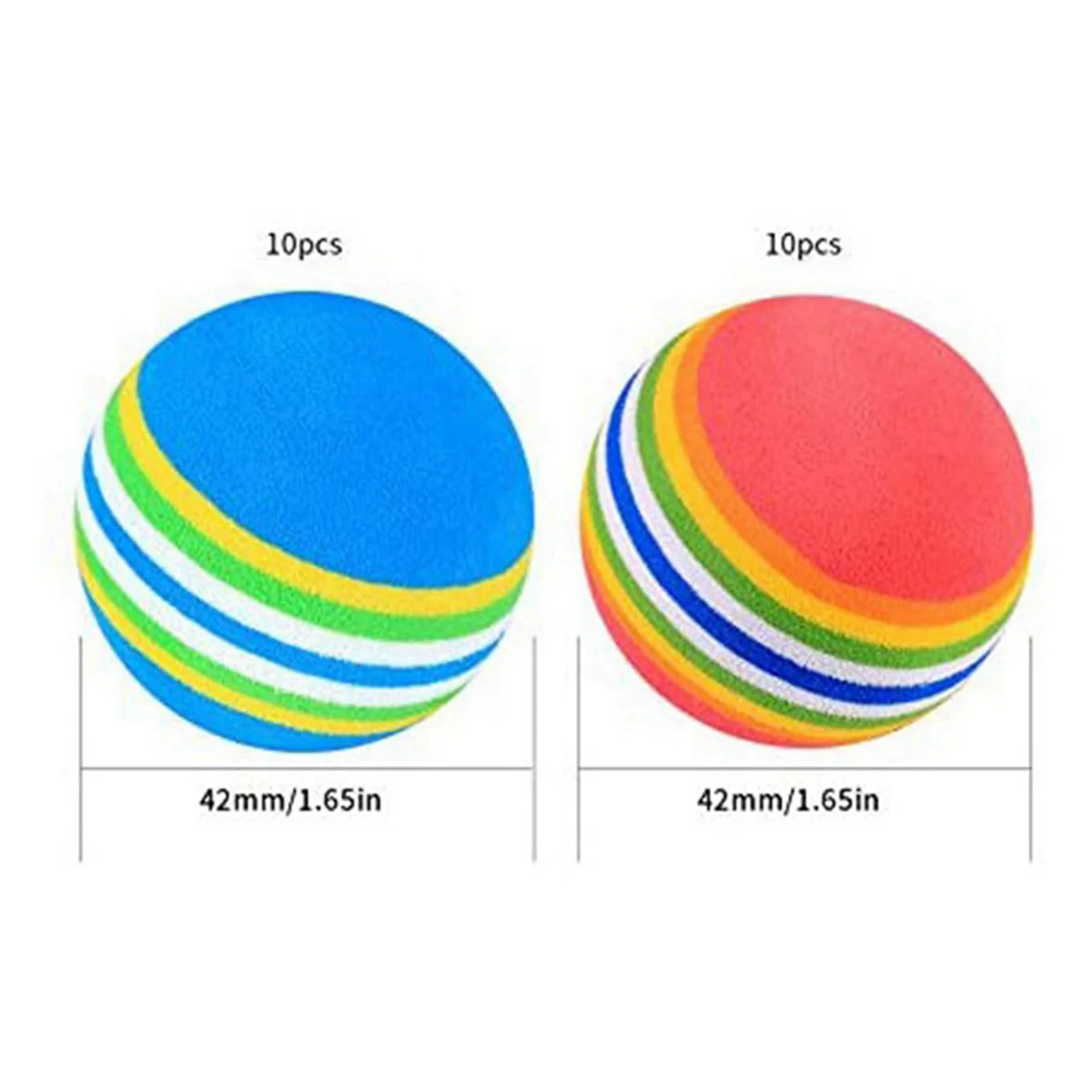 BAAU 60 Pcs Golf BallsSoft Foam Garden Golf Balls Practice Balls Sponge Rainbow for Indoor Outdoor