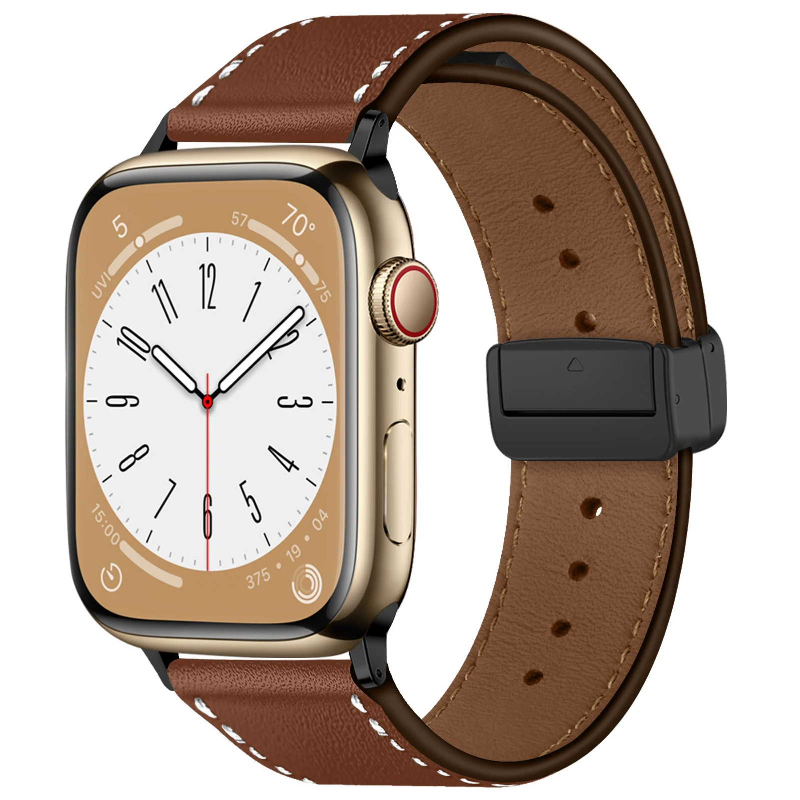 애플 워치 밴드용 마그네틱 버클 스트랩, 가죽 팔찌, iWatch 시리즈 울트라 3, 5, 6, se, 7, 8, 44mm, 45mm, 49mm, 40mm, 41mm, 38mm, 45mm