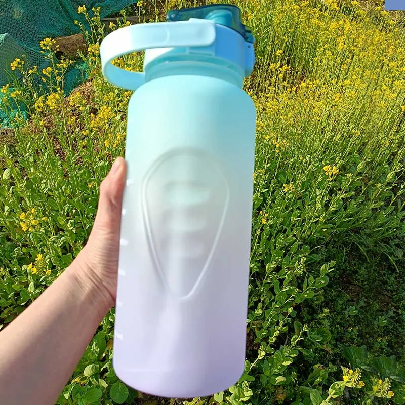 New Arrival Outlet Pirce 2000ml Herbalife Nutrition Gradient Color Frosting Plastic Sports Water bottle with Straw 