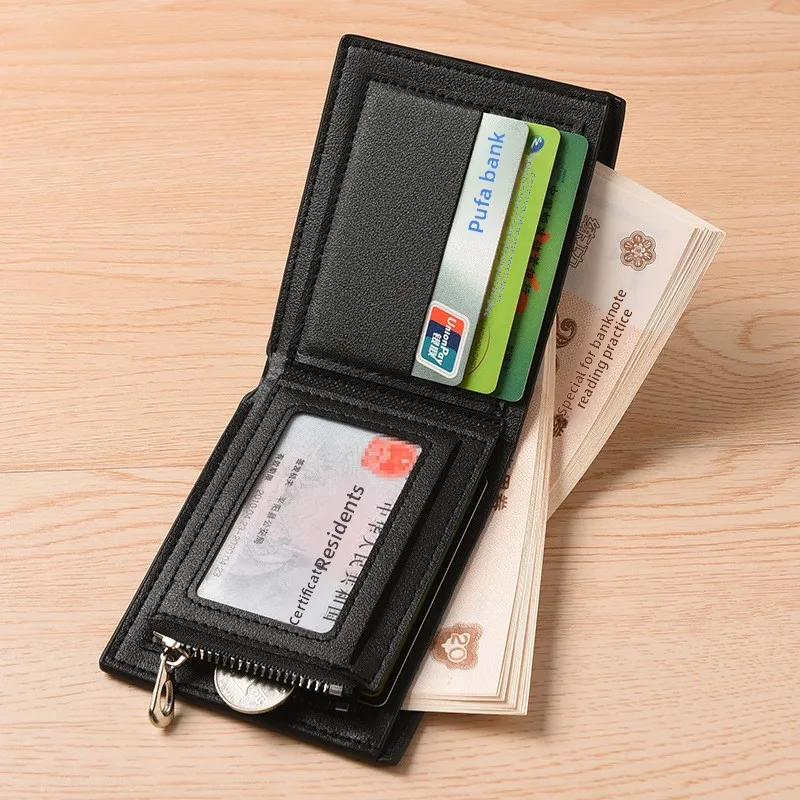 2025 Men's Short Style New Multi Card Wallet Personalized Youth Fashion Trend Three fold Soft Leather Wallet