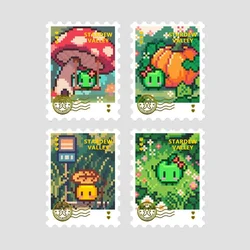 Stardew Valley Junimo Pixel Art Kawaii Collectible Sticker Stamp Gift (Four pieces per set)