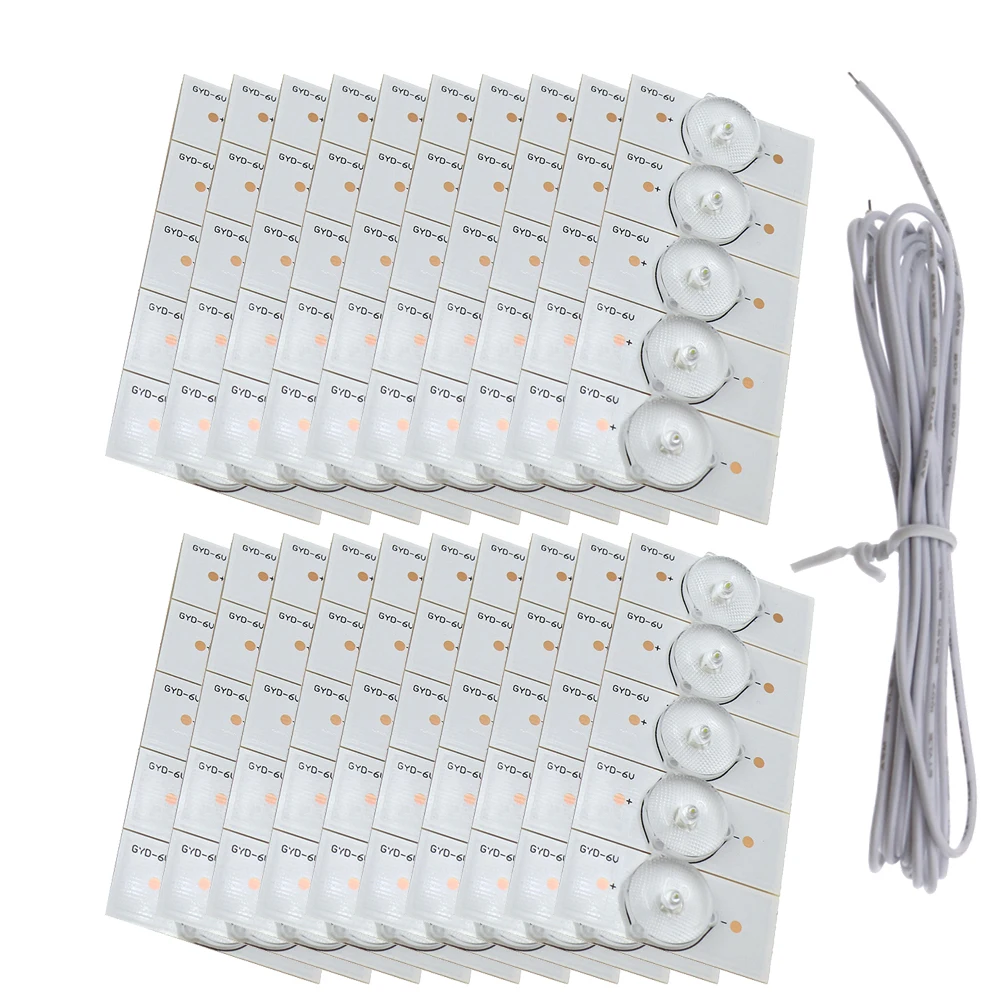 

100PCS 6V LED Light Emitting Diode SMD Light Bead with Optical Lens Fliter for 32-65 LED TV Repair 2M Cable Wire