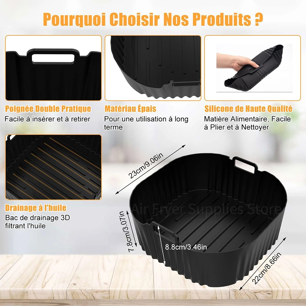 Air Fryer Mold for Philips Series 2000 NA230/00 COSORI 5.5L/6L/6.2L Square Reusable Silicone Liners Baking Accessories
