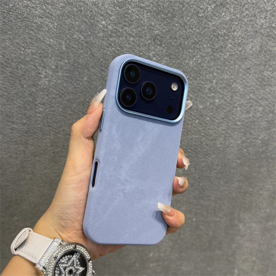Magnetic Orange Flannel Fabric Case with Alloy Lens Cover