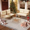 Patio Furniture Set, 4 Pieces Wicker Outdoor Conversation Set, All-Weather PE Rattan Bistro Set with Glass Side Table 2