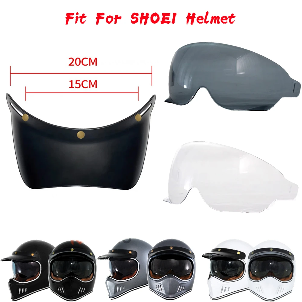 Universal Motorcycle Helmet Visor Lens 3 SnapButton Retro Helmet Brims