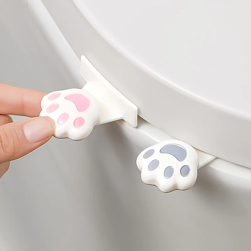 2 Stück/Set Toilettensitz-Hebegriffe im Katzenpfoten-Stil – hygienische, freihändige Badezimmer-Toilettensitzschlaufe und Abdeckungsheber – Detail 2