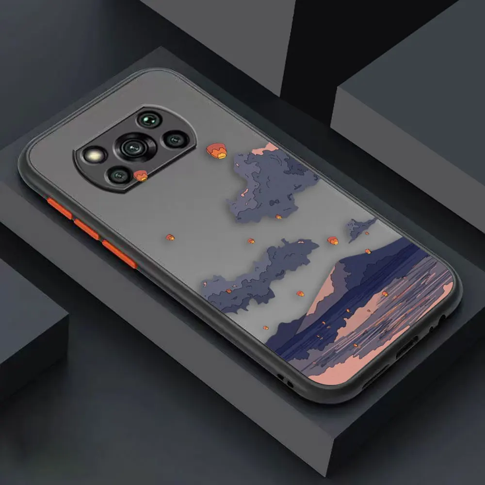 thumbnail image 1 of Matte Case for Xiaomi POCO X4 X3 X2 M4 M3 M2 F4 F3 GT F2 C40 PRO 4G 5G A3 MIX4 CIVI Case Funda Art hand-Painted Mountain Scenery, 1 of 5