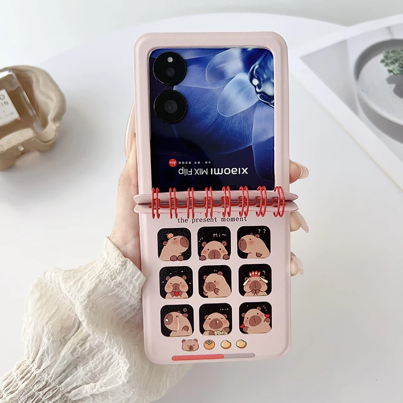 Y2K Painted PU Leather Protective Phone Case - Notebook Design