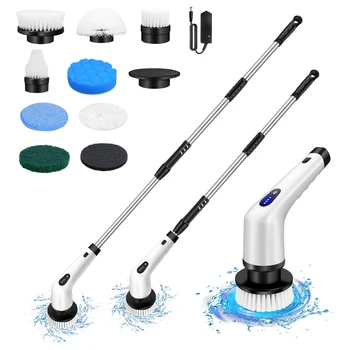 DayPlus Spazzola per pulizia elettrica senza fili Spazzola per pulizia bagno cucina multifunzionale 10 in 1 Pulitore rotante 1