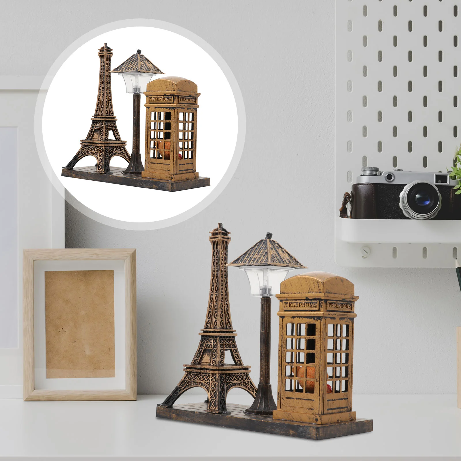 

Eiffel Tower Night Light Paris Eiffel Tower Ornament Vintage Desk Lamp Mini Post Light Telephone Booth Craft Art Statue Model