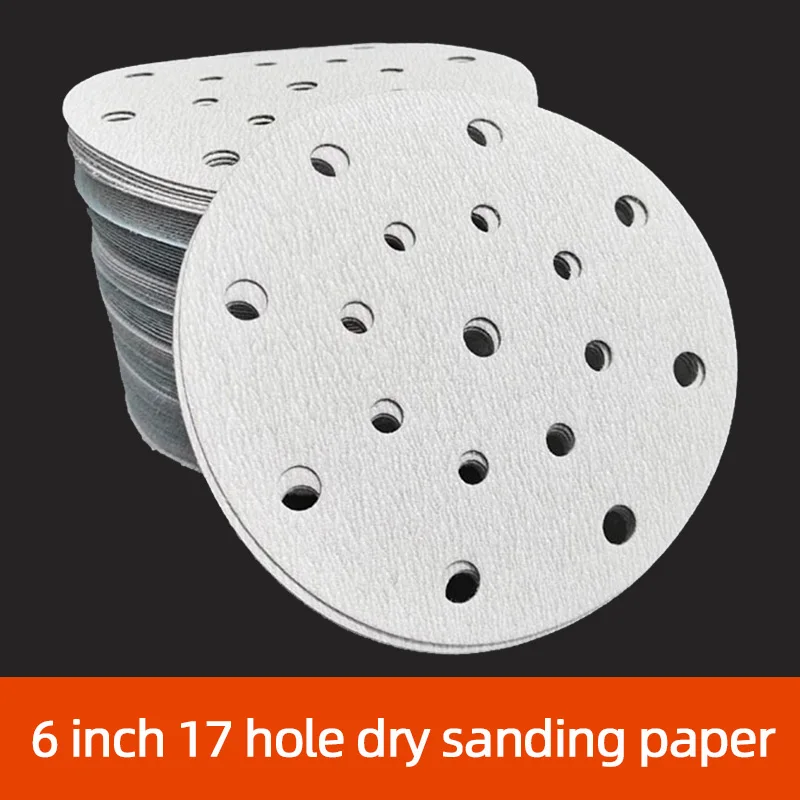 

6 Inch 17 Hole Dry Sanding Paper Round Self-adhesive Flocking Polishing Car Putty Furniture Hardware Sand Skin