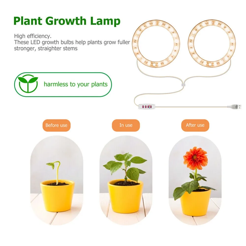 LED Grow Light New Dimmable Full Spectrum Plant Light Indoor Plant Angel Ring Ring Lamp