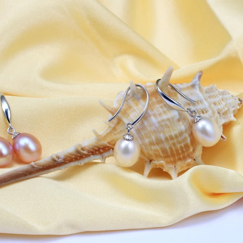 New Arrivals Natural Freshwater Cultured Pearl Drop Earrings for Women 925 Silver Earrings Wedding Jewelry