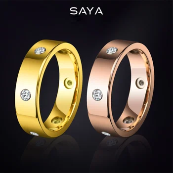 2023 New Tungsten Gold Rings for Men And  Women Fashion Shining Zircon Keepsake Party Wedding Fine Jewelry, Free Engraving