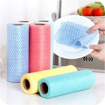 50 Pz/rotolo Strofinaccio Usa E Getta Panno Da Cucina Rotolo di Stoffa Da Cucina Panno Per La Pulizia Persona Pigra Strappo Tessuto Non tessuto 1