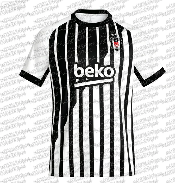 26-27 Beşiktaş Heim- und Auswärtst-Shirt mit 3D-Digitaldruck, bequemes und atmungsaktives Sport-Freizeit-Oberteil, Familien-Partnerlook