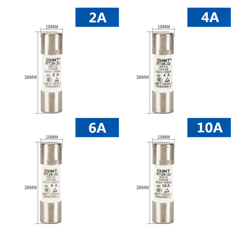 Tube Fuses,Power Cable Fuse 1pc 500V 10*38MM 2A 4A 6A 10A 12A 16A 25A 32A DC PV Solar Fuse Metal Alloys for Solar Power System Protection