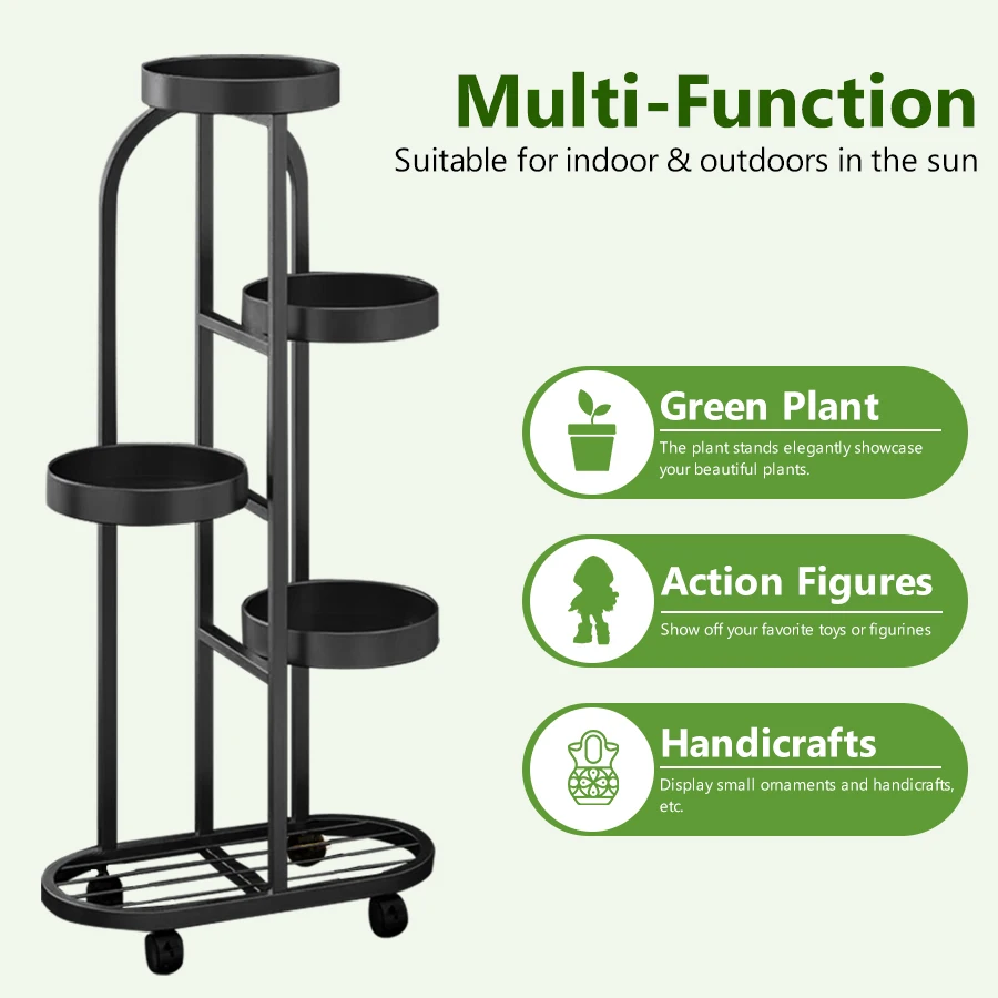 Plant Stand Tray flower rack wrought iron flower pot rack for living room floor-standing balcony indoor plant stand