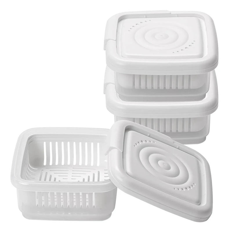 

3PCS Green Onion Crisper Kitchen Refrigerator Plastic Drain Box Square Soap Dish Food Seal Box Durable Easy To Use