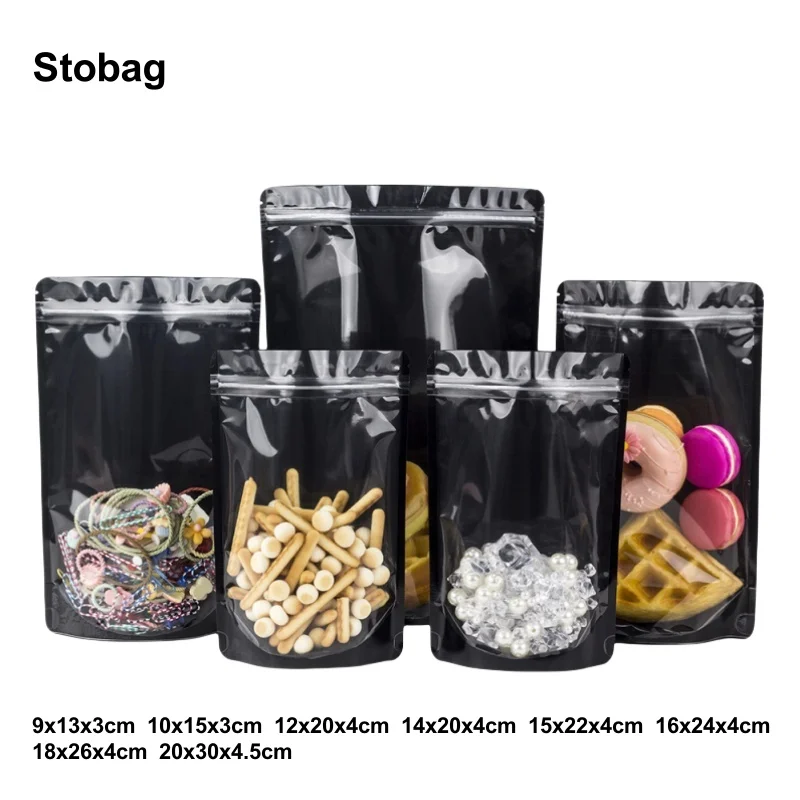 

StoBag 100pcs Color Aluminum Foil Food Packaging Ziplock Bag Sealed Storage for Candy Beans Nuts Reusable Pouches Wholesale