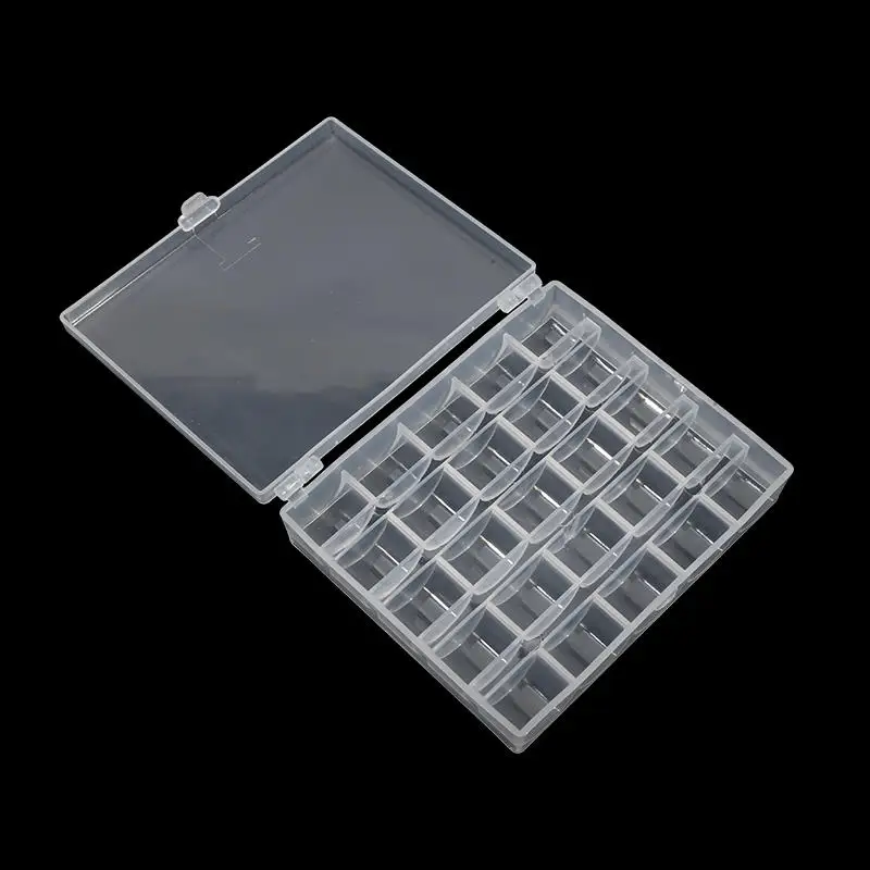 25 Grid Plastic Bobbin Organizer Case - Clear Sewing Machine Bobbin Storage Box