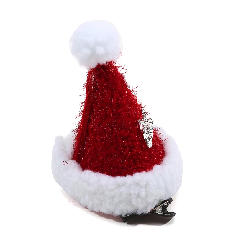 Christmas Santa Hat Hair Clip Accessories Glitter Bobby Pin for Girls Women Party Birthday Festival Support Baby Gifts