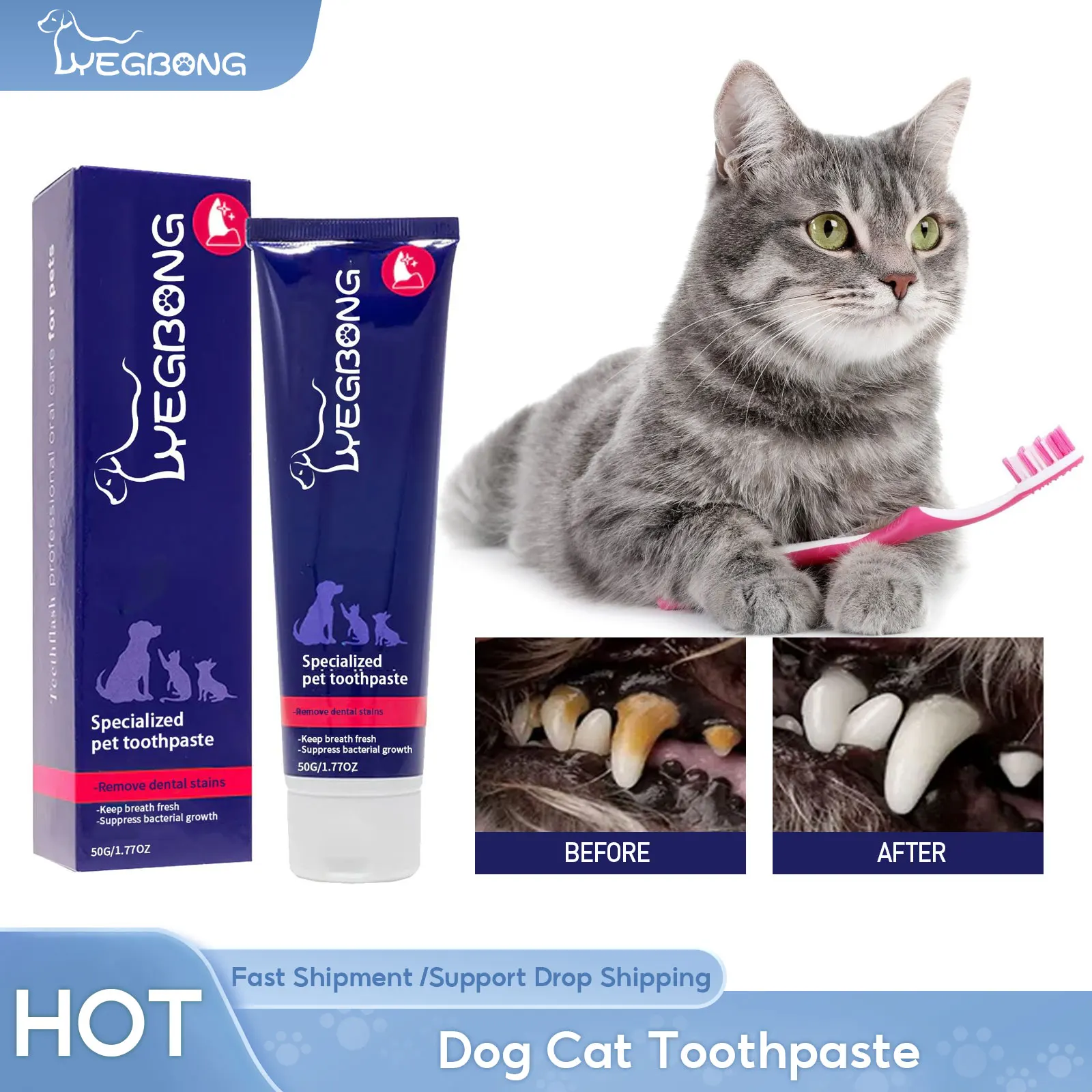 

Dog Toothpaste Oral Tooth Stain Cleaning Fresh Breath Cat Tartar Removal Prevent Teeth Calculus Mouth Deodorant Pet Toothpaste