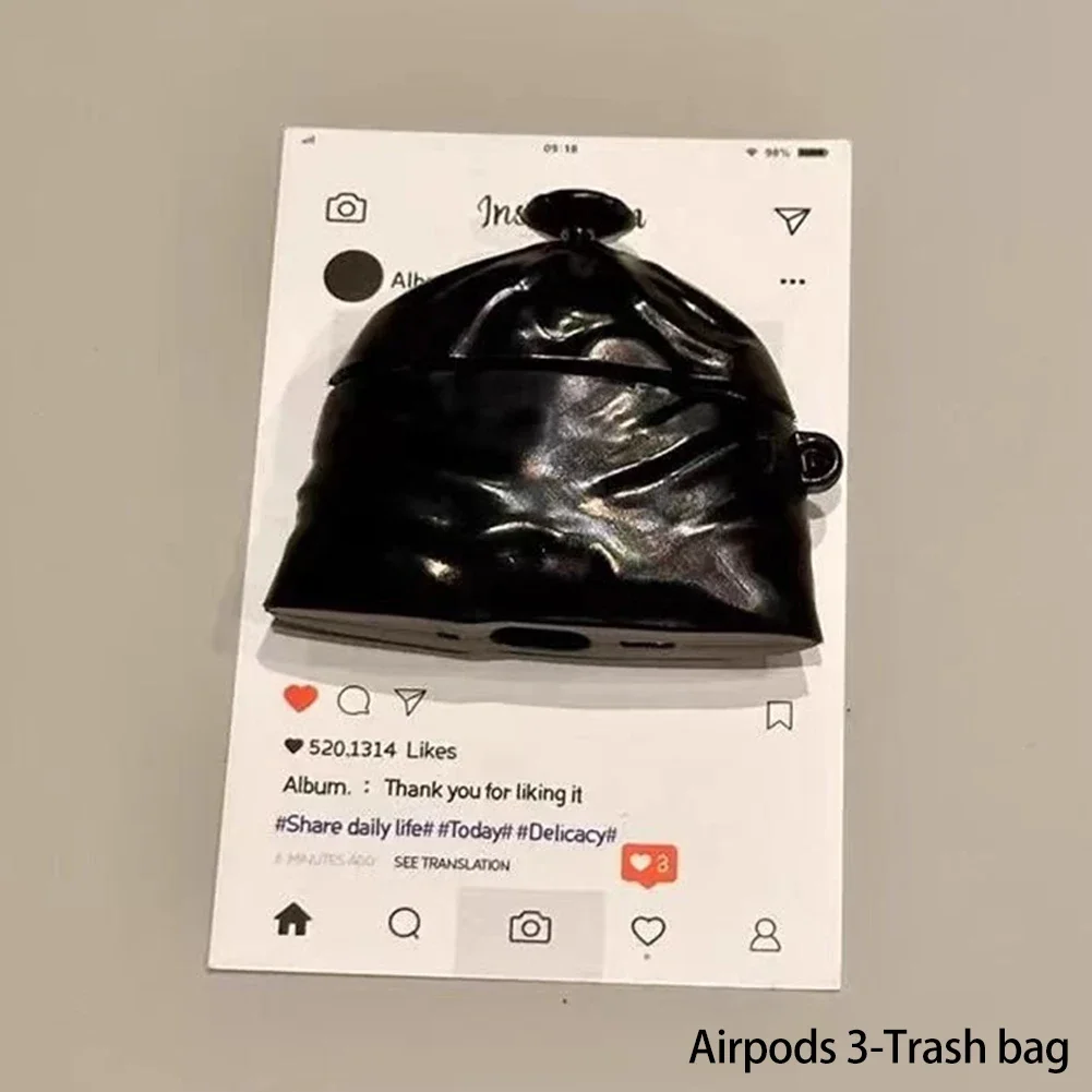 Cartoon Garbage Bag Silicone Earphone Case with Hook
