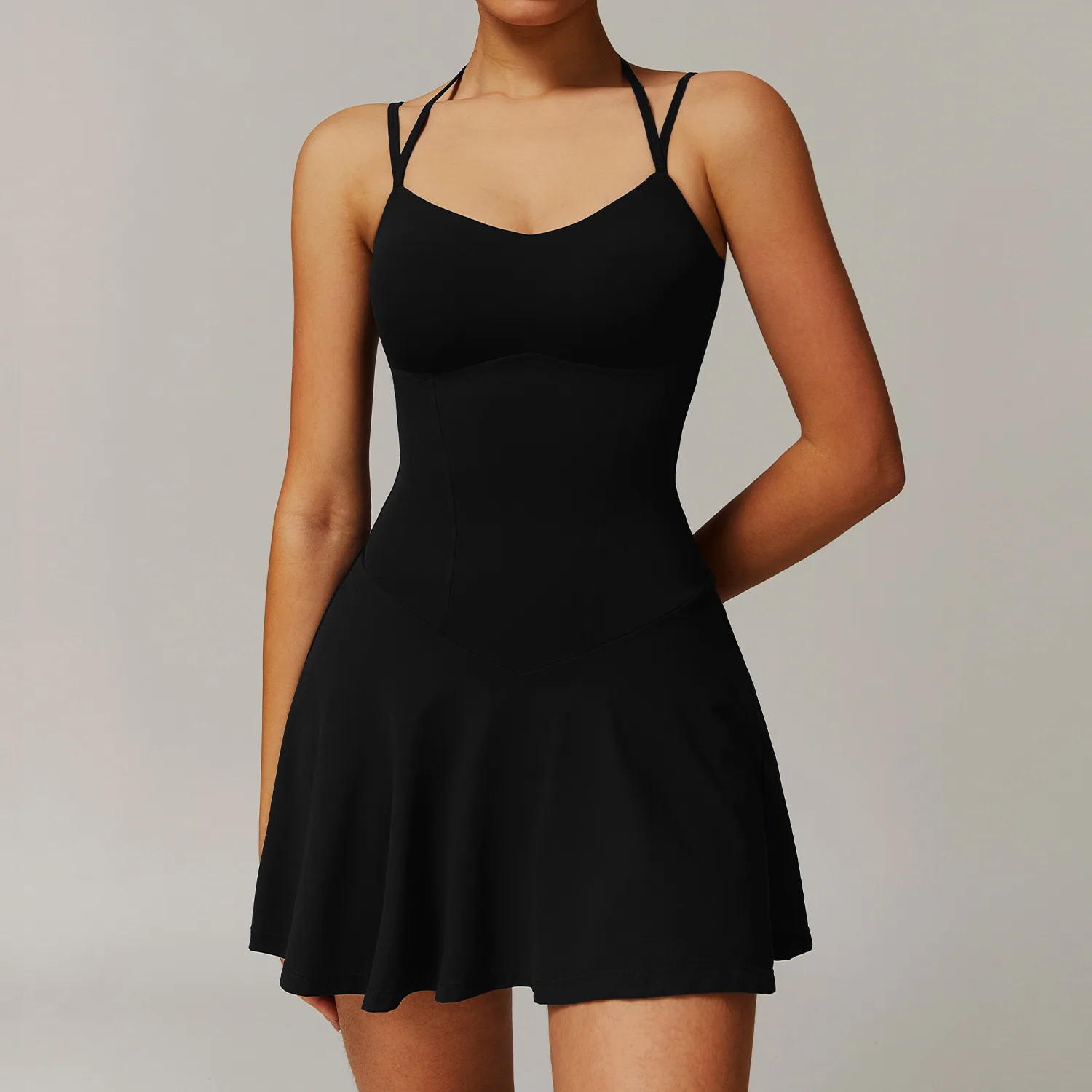 Fitness Yoga Dress with Chest Pad Tennis Running Skirts with Bottom Shorts Sportswear for Women Gym Workout Dress Tennis Mujeres