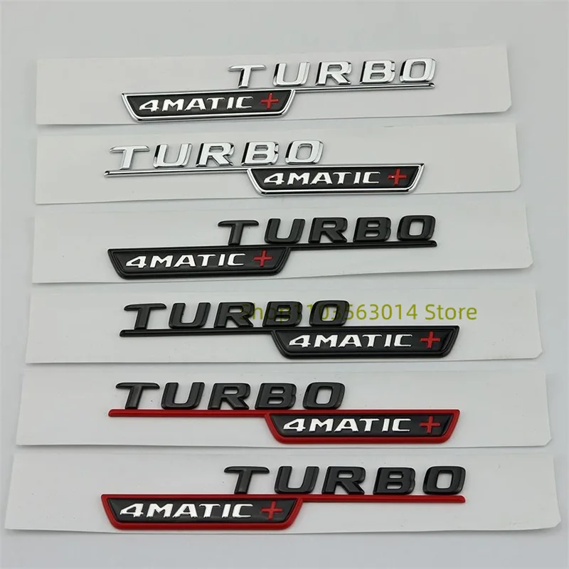 3D Flat Fo Turbo 4matic 4matic+ Plus Emblem für Mercedes Benz AMG GT E53 GLE53 A35 A45 CLA35 CLA45 GLA45 Auto Kotflügel Seitenaufkleber – Detail 3