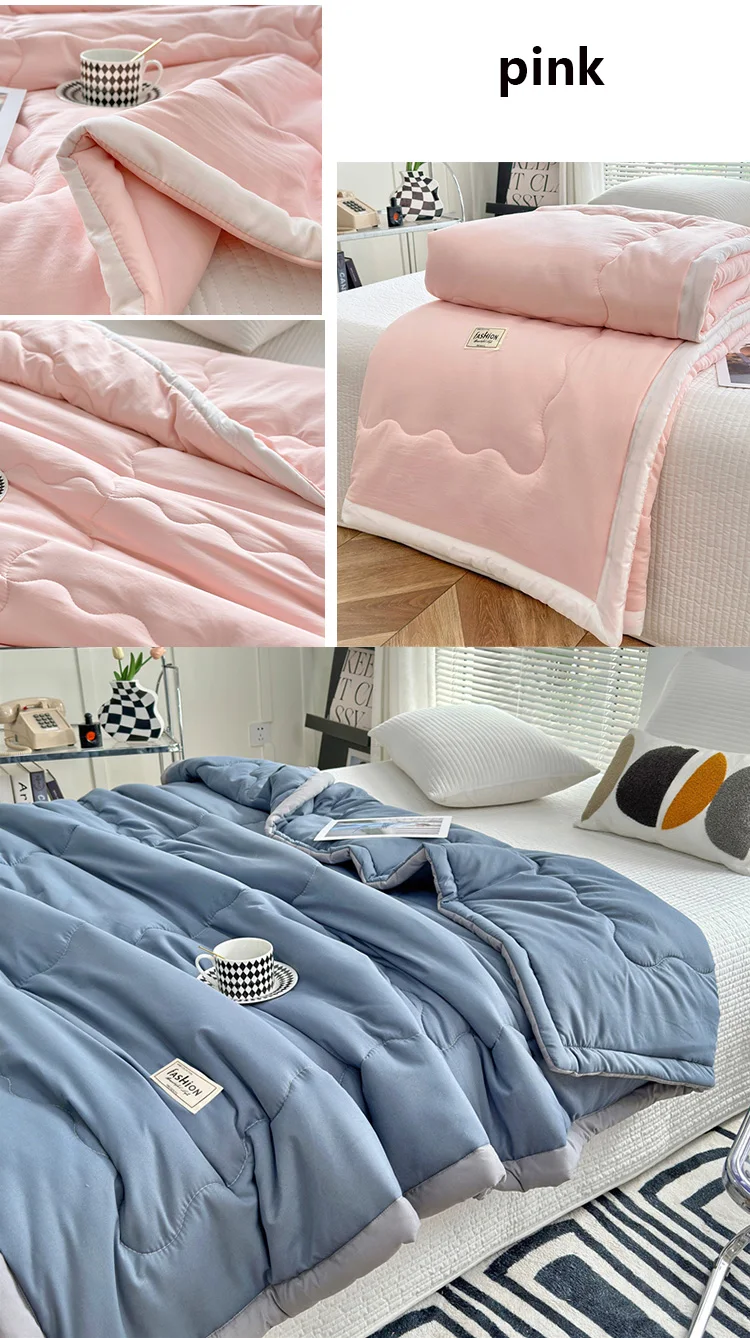 Microfiber summer double-sided cooling blanket washable quilt fluffy breathable single and double light cover blanket