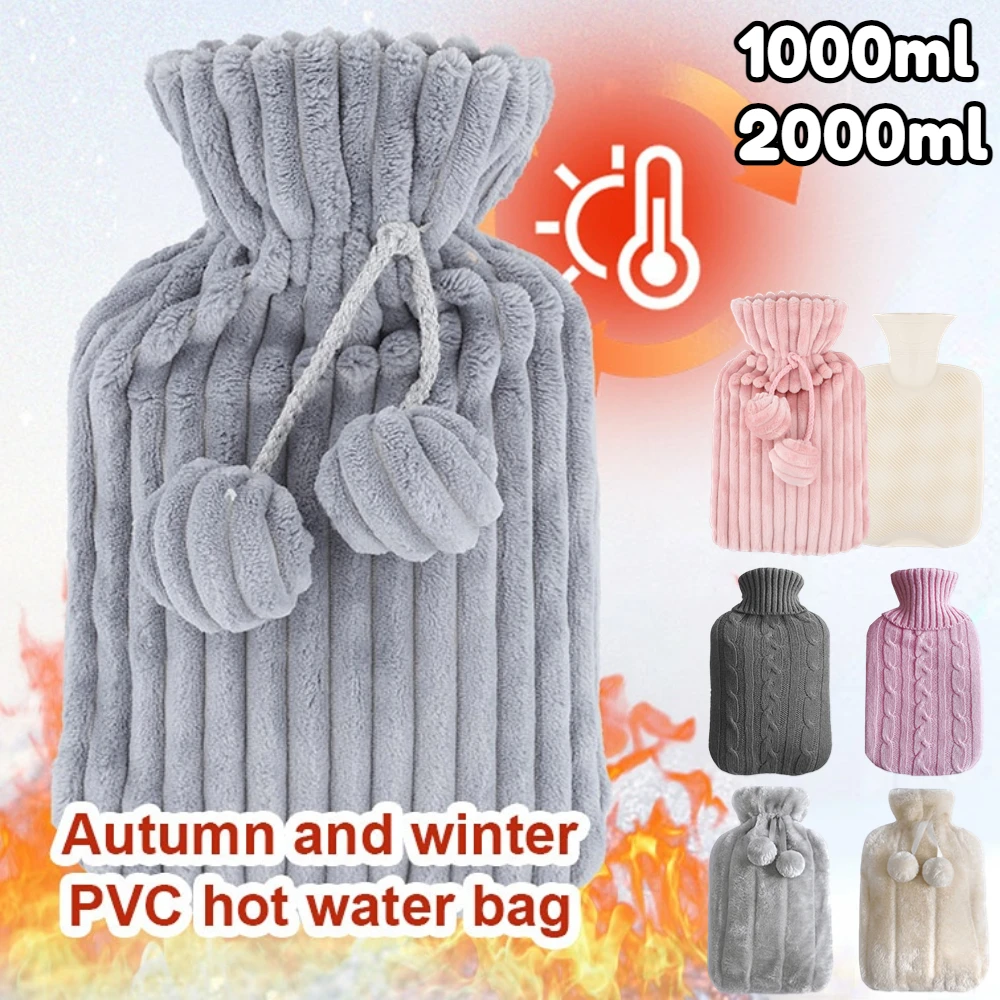 1000-2000ml 따뜻한 물 가방 물 채우는 뜨거운 물 가방 여성 배꼽 손 피트 소녀를위한 따뜻한 손 따뜻하게 뜨거운 물 병 유지