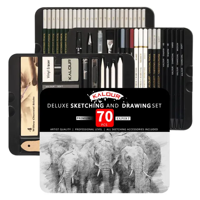 70-Pack Drawing Set, Sketching Kit, Art Supplies with A Sketch Pad