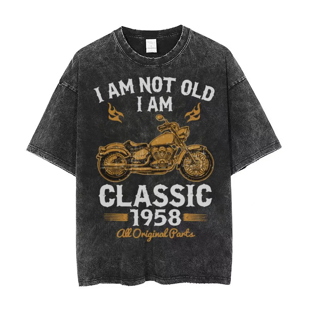 

Винтажная моющаяся футболка для влюбленных мотоциклов на 65 дней рождения, Классическая футболка I Am Classic 1958, уличная одежда, хлопковые летние топы, футболки для мужчин