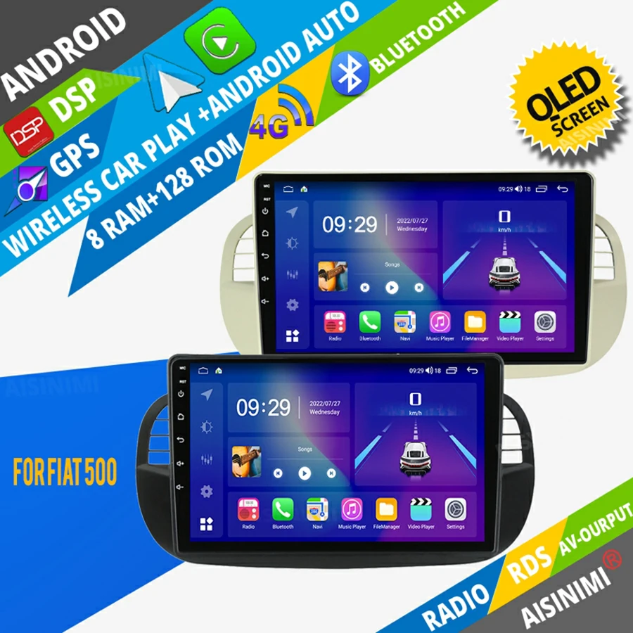 Aisinimi Android Car Dvd Player Navigazione Per Fiat 500 Autoradio Car Audio Gps Multimedia Stereo Monitor