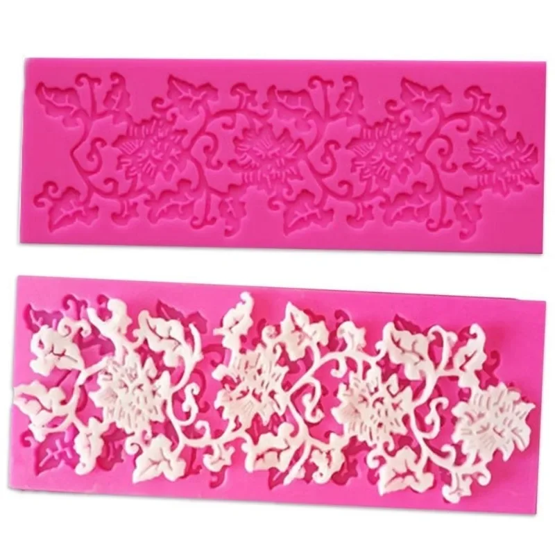 Lace Flower And Leaf Sugar Process Silicone Lace Embossed Cake DIY Mold Candy Decoration Mold Pad Home Kitchen Baking Mold