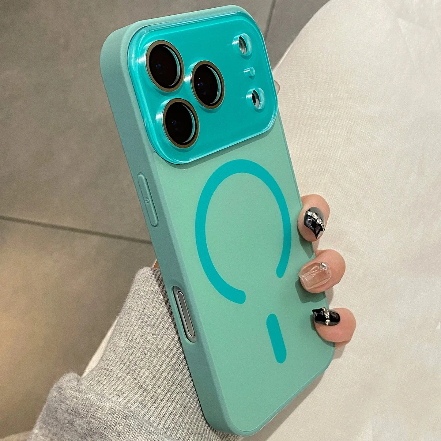 Luxury Magnetic Matte Glass Phone Case with Camera Protection and Large Window Design
