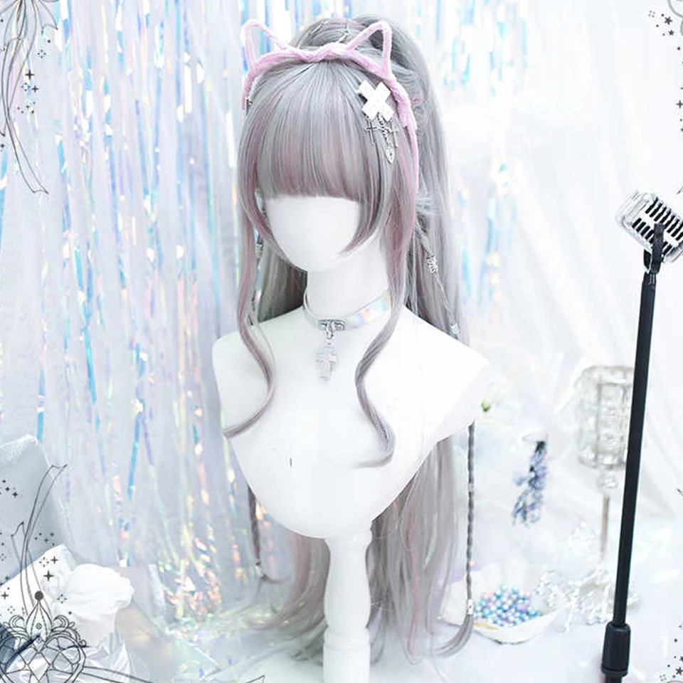 Synthetic White Curly Cosplay Wig for Women