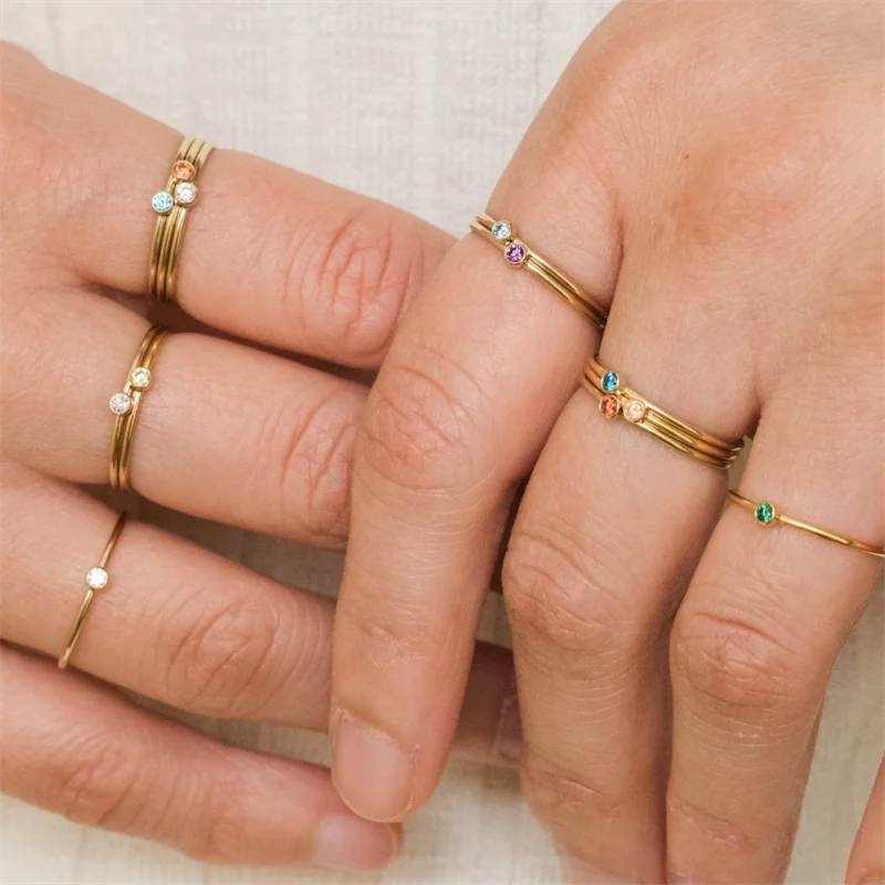 Anelli d'oro impilabili FUNEIA per donna Non Tarnish Italia