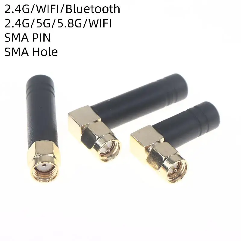 2Pcs 오른쪽/벤드 앵글 2.4G 초소형 미니 WiFi 안테나(2/3DBI 게인 및 마더보드 모뎀용 SMA 남성/여성 커넥터 포함)