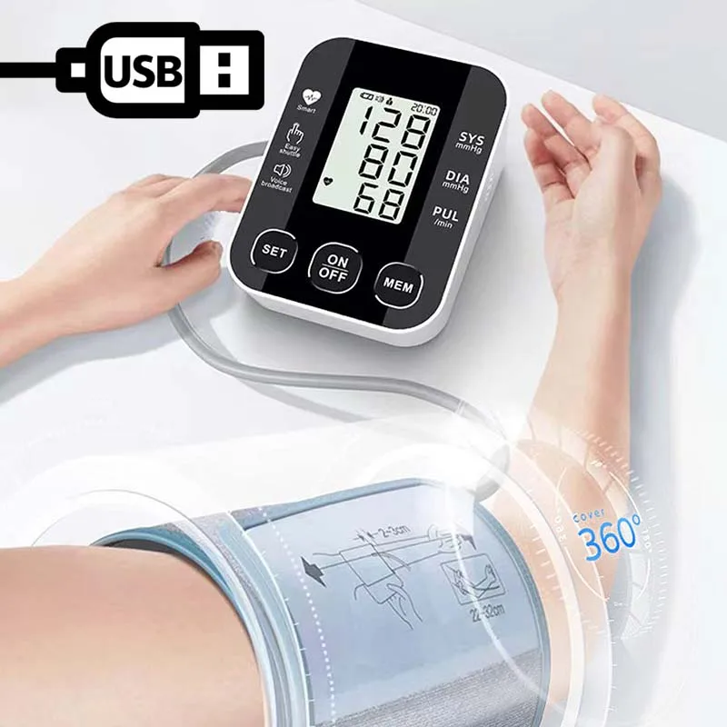 Digital Arm Blood Pressure Meter 32cm Cuff Medical Pressure Tonometer Tensiometer Baumanometer Pulse Sphygmomanometer