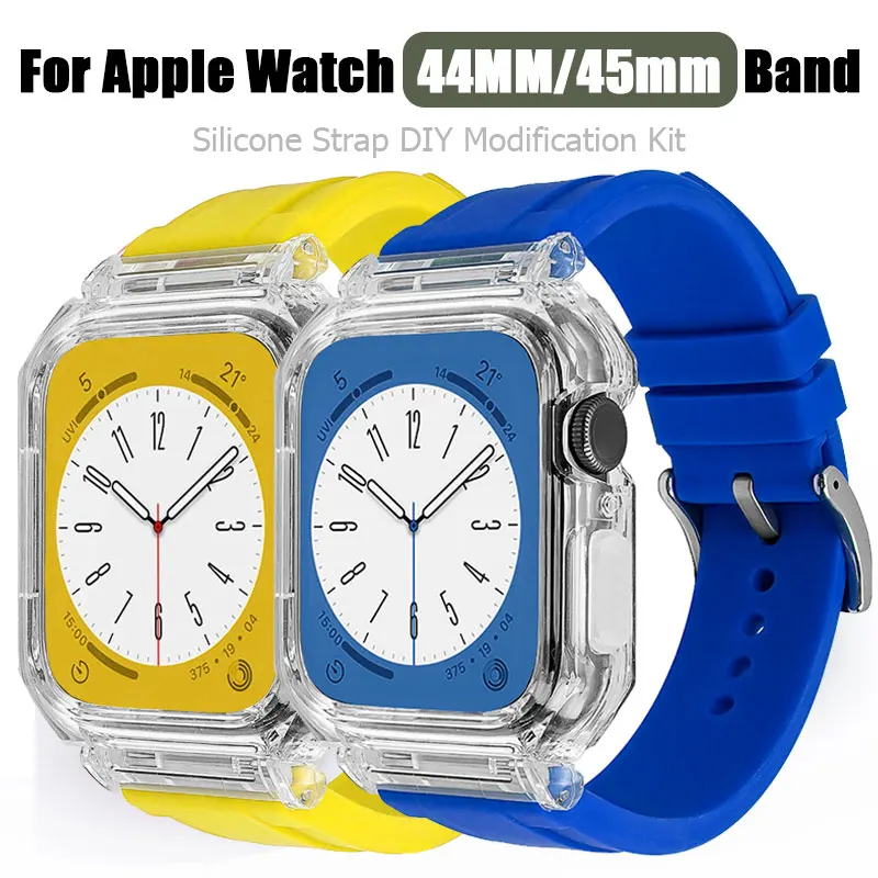 

Ремешок силиконовый для IWatch Series 8 7 6 5 4SE, тонкий резиновый спортивный браслет для Apple Watch 44 мм 45 мм