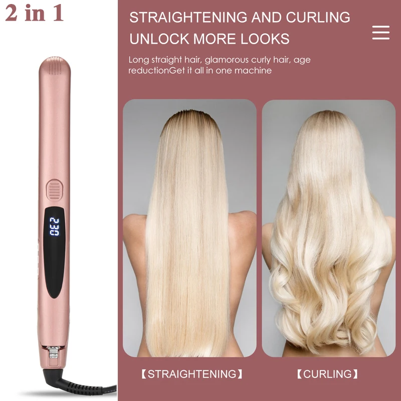 Hair Straightener Electric Flat Iron Hair Straightener Curling Splint Straight Curl Dual-purpose Styling Tool Crimping Hair Iron